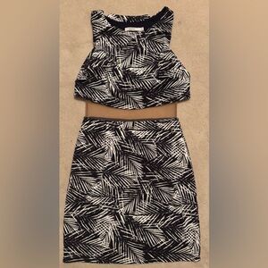Bailey 44 Black and White Palm Print Skirt Set Dress